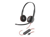 Poly Blackwire C3220 - Blackwire 3200 Series - micro-casque - sur-oreille - filaire - Suppresseur de bruit actif - USB-C - noir - Certifié Skype, Certifié Avaya, certifié Cisco Jabber 80S07A6