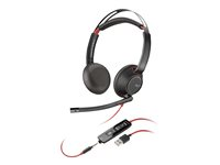 Poly Blackwire 5220 - Blackwire 5200 series - micro-casque - sur-oreille - filaire - Suppresseur de bruit actif - jack 3,5mm, USB-A - noir - Certifié pour Skype for Business, Certifié pour Microsoft Teams, Certifié Avaya, certifié Cisco Jabber 80R97AA