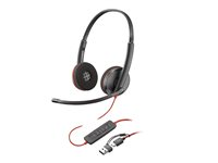Poly Blackwire 3220 - Blackwire 3200 Series - micro-casque - sur-oreille - filaire - Suppresseur de bruit actif - USB-C - noir - Certifié pour Skype for Business, Certifié Avaya, certifié Cisco Jabber, certifié UC 8X2J9A6