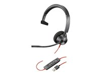 Poly Blackwire 3315-M - Blackwire 3300 series - micro-casque - sur-oreille - filaire - Suppresseur de bruit actif - jack 3,5mm, USB-A - noir - Certifié pour Microsoft Teams 76J13AA