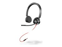 Poly Blackwire 3225 - Blackwire 3200 Series - micro-casque - sur-oreille - filaire - Suppresseur de bruit actif - USB, jack 3,5mm - noir - Certifié Skype, Certifié Avaya, certifié Cisco Jabber 80S11A6